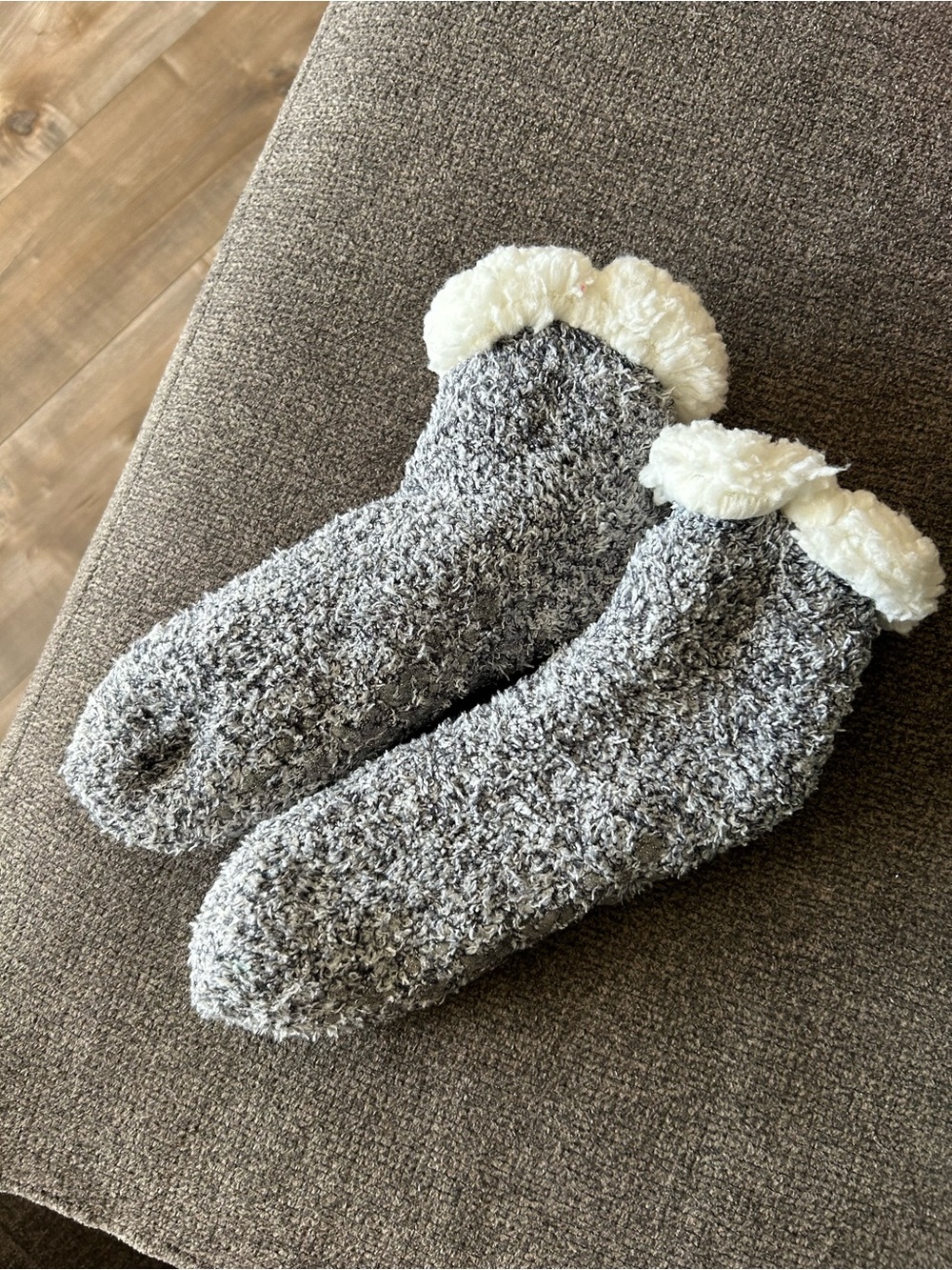 Cozy Gray Sherpa-Lined Home Socks - Plush Slipper Socks
